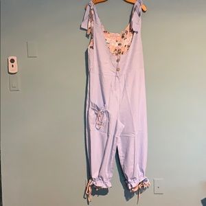 Blue striped overalls